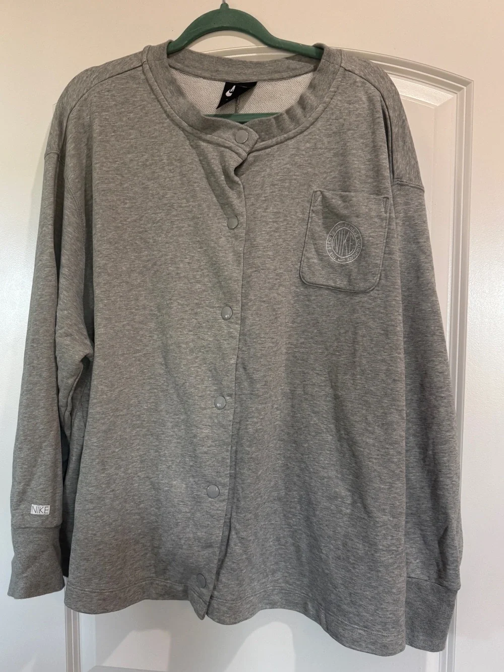 Nike Light Grey Snap-Front Sweatshirt Jacket